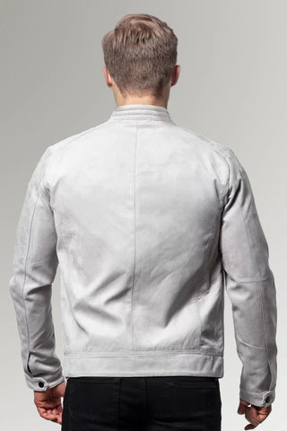 Men's Light Gray Suede Leather Jacket