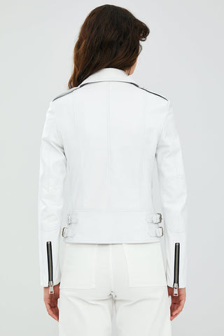 Latoya Women's White Biker Leather Jacket