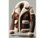 B3 Brown SheepSkin Fur Shearling Leather Jacket For Men