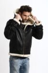 Tom B3 Fur Distressed Men Black Leather Jacket