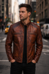 Men’s Antique Brown Café Racer Leather Jacket