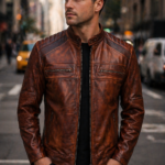 Men’s Antique Brown Café Racer Leather Jacket
