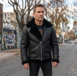 B3 Aviator Black Leather Jacket For Men