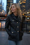 Bella Luxe Black Leather Jacket For Women