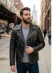 Branden Brown Distressed Leather Biker Jacket