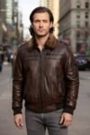 Christian Heritage Brown Leather Flight Bomber Jacket
