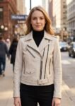 Daisy Ivory-Edge Premium Leather Biker Jacket