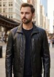 Mens Noir Premium Black Quilted Biker Leather Moto Jacket