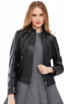 Black Biker Style Leather Jacket for Women's