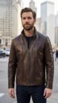 Heritage Brown Classic Zip-Up Leather Jacket
