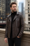 Bernard Kingston Slimfit Brown Leather Coat