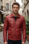 Jackson Red Leather Jacket with Rivets