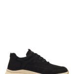 Men's Black Lace-Up Sole Nubuck Leather Casual Sneaker