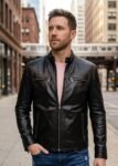 Sebastian Black Sleek Racer Leather Jacket