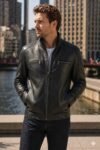 Shadow Rider Black Distressed Leather Cafe Racer Jacket
