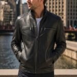 Shadow Rider Black Distressed Leather Cafe Racer Jacket