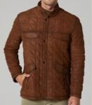 Jack Quilted Brown Leather Jacket For Men
