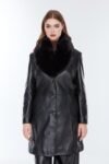Alice Black Leather Coat for Women
