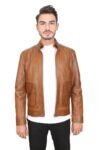 Samuel Brown Cafe Racer Leather Jacket For Men