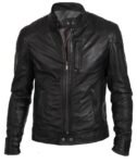 Retro Slim Fit Black Leather Jacket For Men