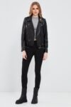 Egoist Biker Black Leather Jacket For Women