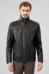 Noir Edge Black Leather Jacket for Men's