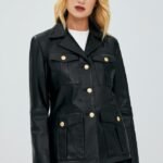Bella Women Black Leather Coat