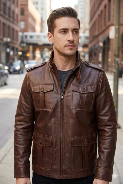 Zachary Sienna Heritage Premium Leather Biker Jacket