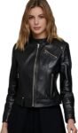 SleekEdge Women’s Zip-Up Leather Jacket