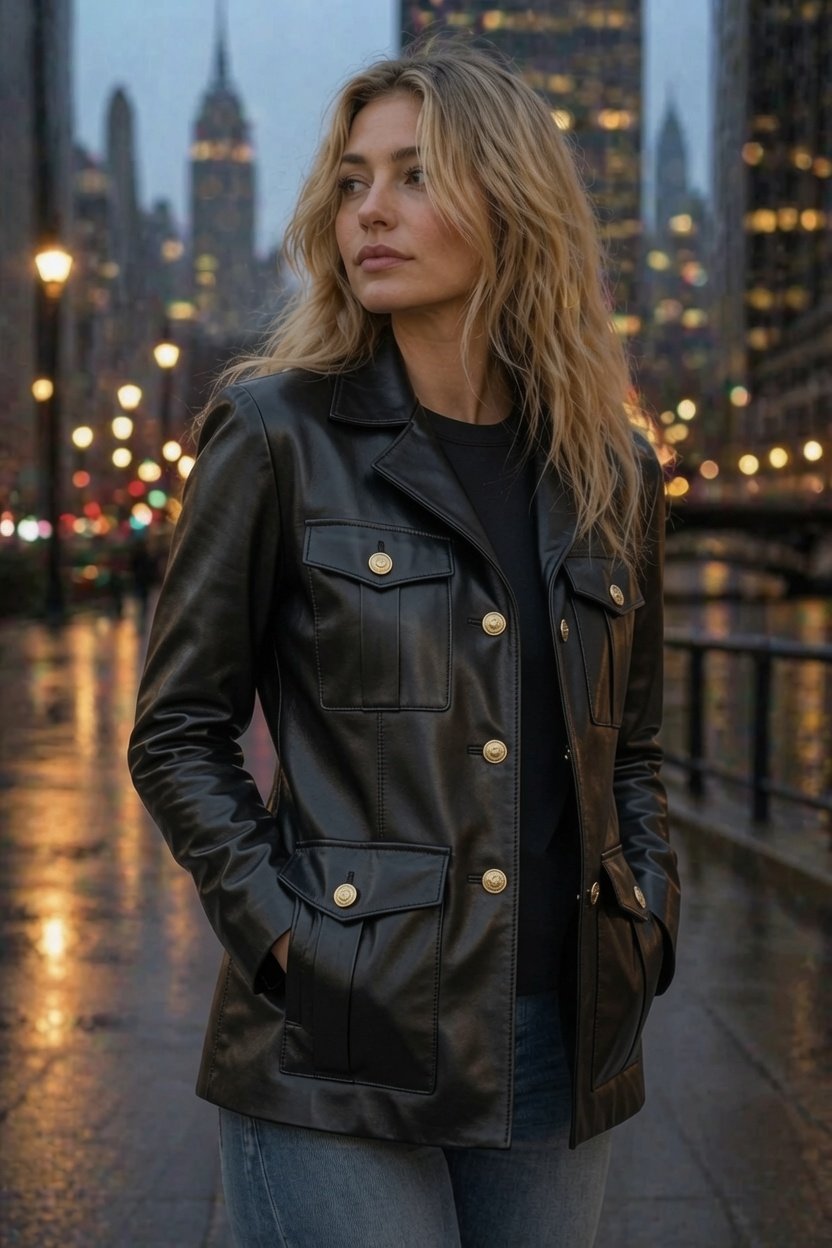 black jacket women front