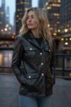 Bella Luxe Black Leather Jacket For Women