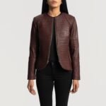 Brown Lining Leather Jacket for Women's