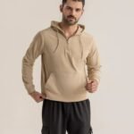 Men’s Minimal Beige Pullover Hoodie