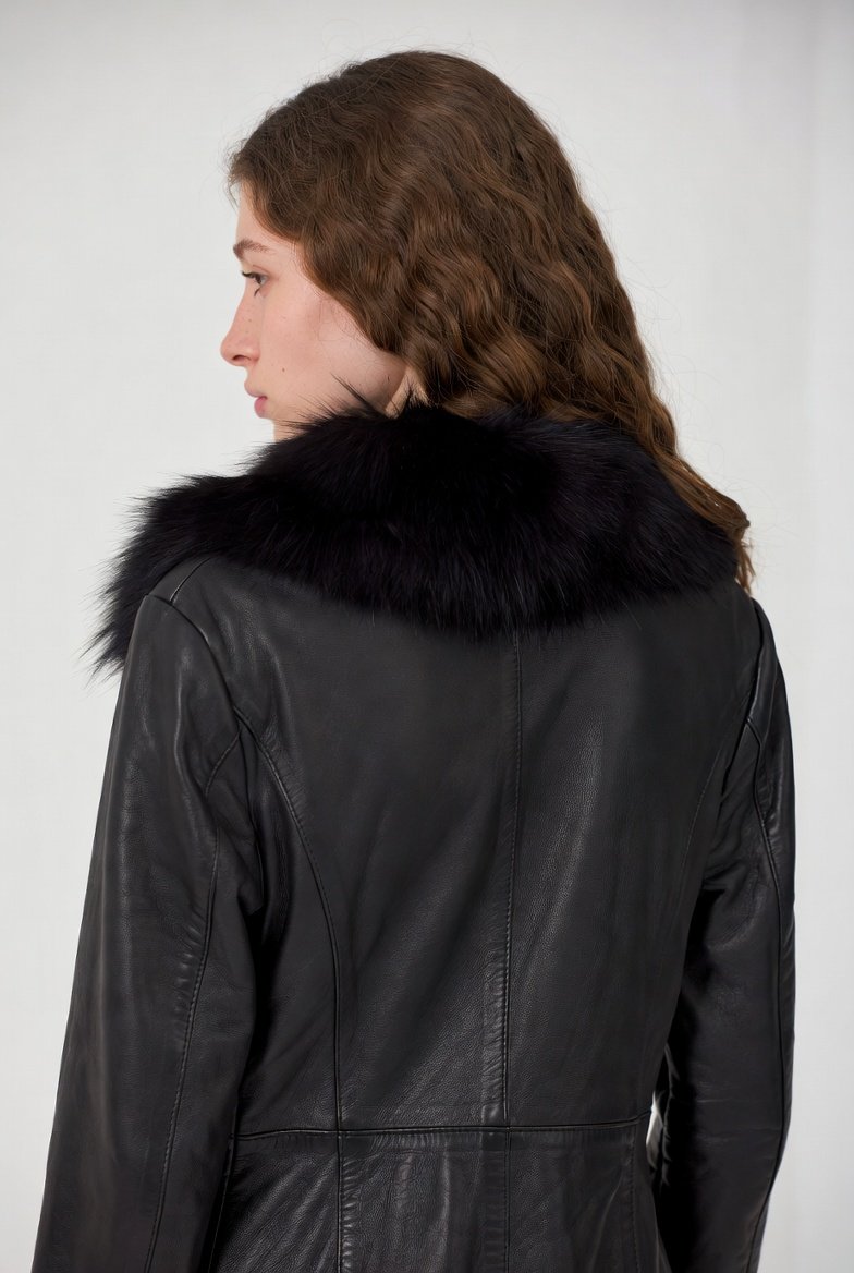 trench coat black fur 1