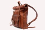 Vintage Full Grain Leather Backpack – Handmade Brown Roll Top Laptop Rucksack for Travel, Work & Everyday Use