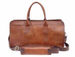 Handmade Full Grain Leather Duffle Bag - Vintage Weekender Travel Bag for Men & Women - Large Overnight Carry-on Luggage with Shoulder Strap
