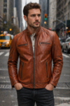 Austin Brown Leather Jacket For Men