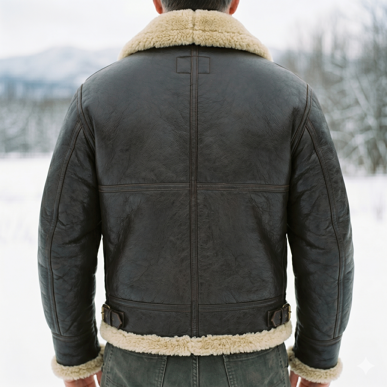 B3 Bomber Brown Leather Jacket Back