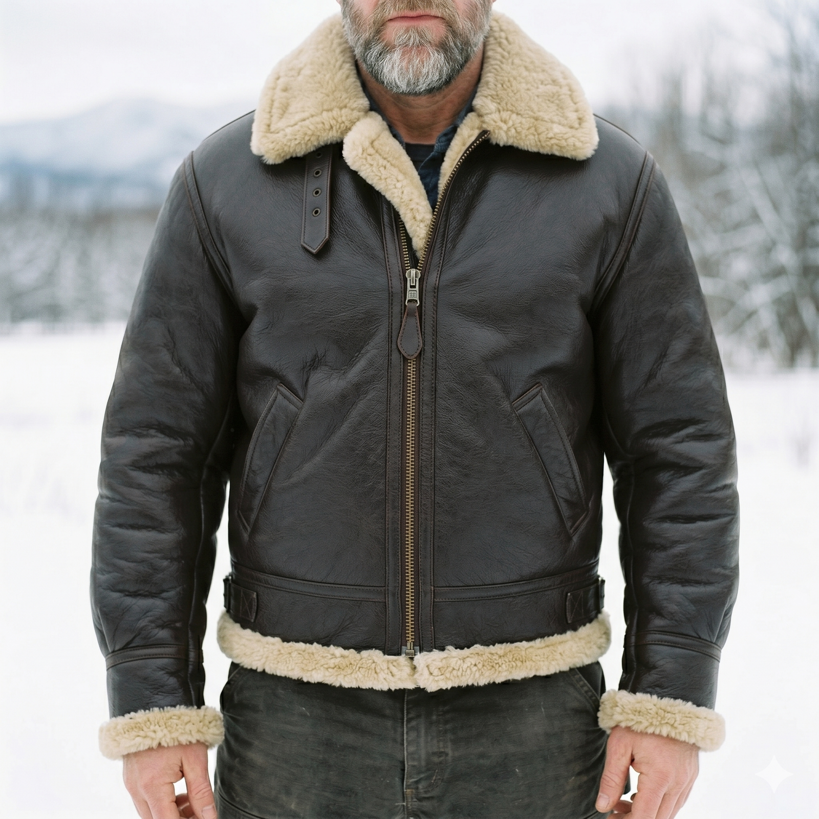 B3 Bomber Brown Leather Jacket Front
