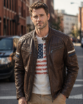Bandito Ridge Distressed Brown Cafe Racer Leather Jacket