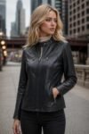Eleanor Café Racer Black Leather Jacket for Women