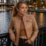 Leona Fossil Tan Leather Jacket For Women