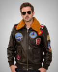 Maverick G1 Brown Bomber US Flight Leather Jacket