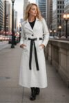 Natalia Luxe White Leather Coat for Women – Longline Elegance
