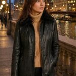 Rachel Midnight Luxe Black Fur Collar Women Leather Jacket