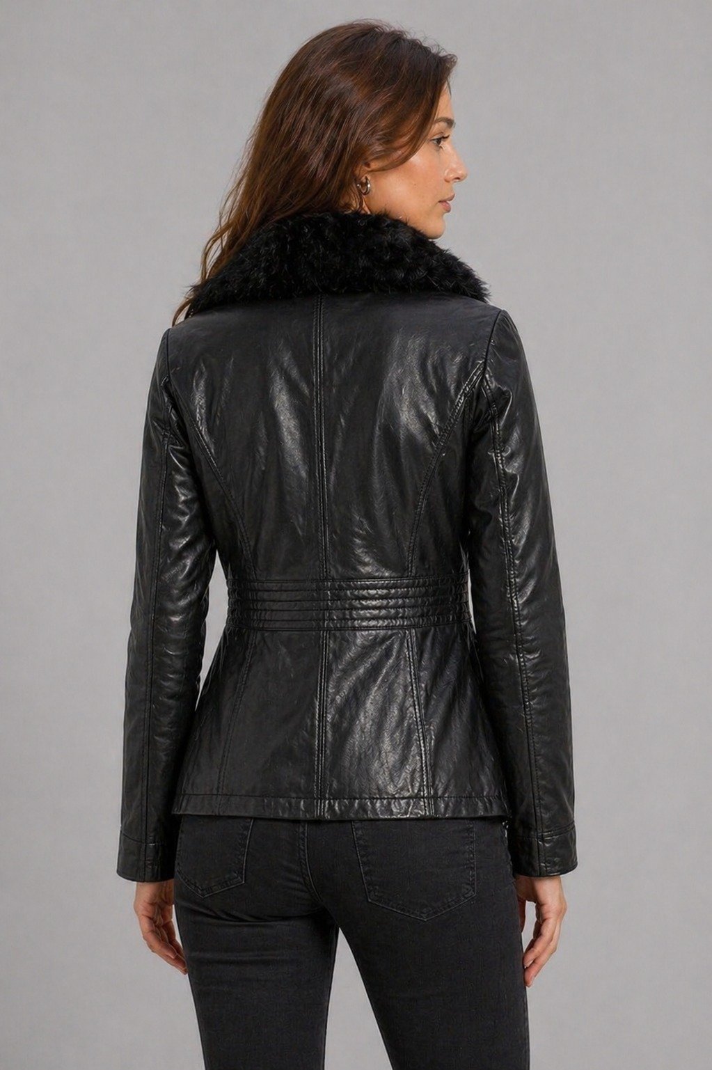 Rachel-Black-Fur-Collar-Women-Leather-Jacket-studio-back