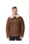 Malcolm Brown Fur Shearling Leather Jacket For Men