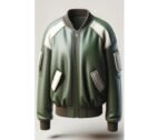 Melinda Green Bomber Leather Jacket for Women