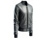 Grey Stylish Leather Jacket For Women