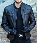 Beckham Distressed Stylish Motor Bike Leather Jacket For Men